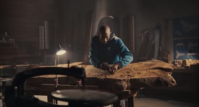 Kobe starts the process of building a Piano by working down a carefully selected piece of  wood in his new Nike commercial.  
